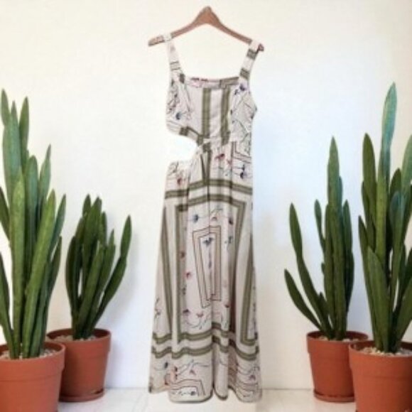 NWT Sancia Chile Cut Out Midi Dress Amapola Print - Picture 2 of 6